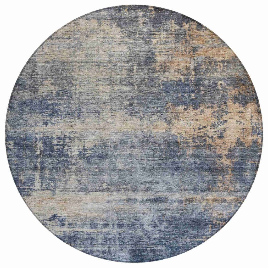 LOOMLAN Rugs Roumiya Blue Washable Indoor-Outdoor Rug