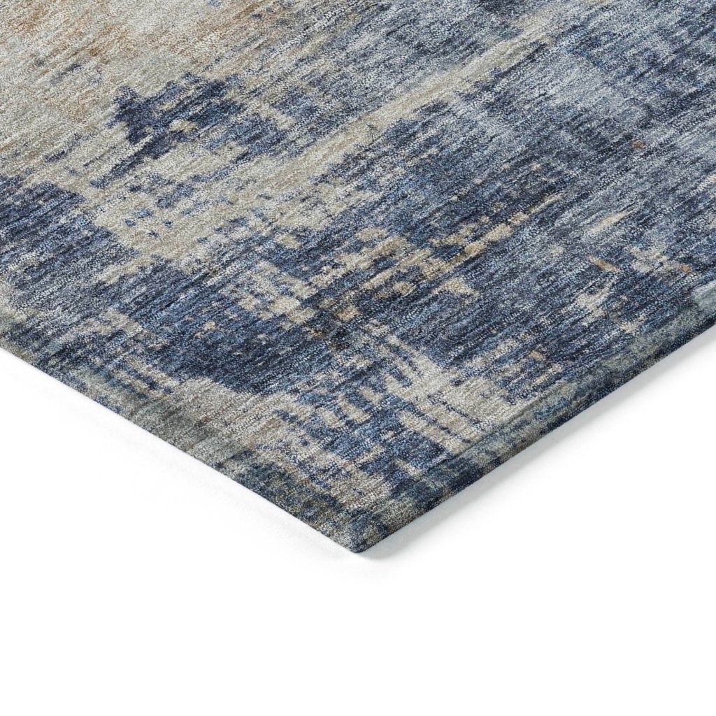 LOOMLAN Rugs Roumiya Blue Washable Indoor-Outdoor Rug