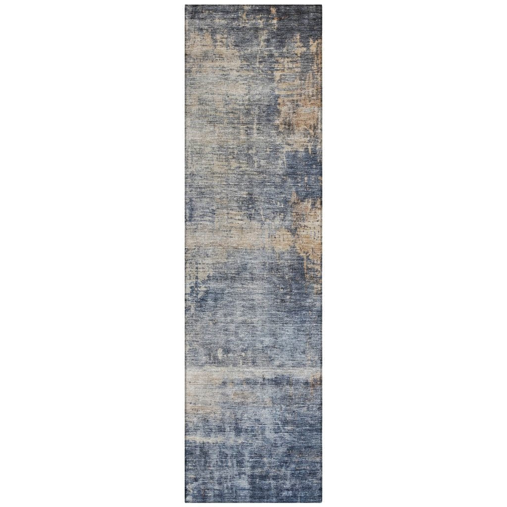 LOOMLAN Rugs Roumiya Blue Washable Indoor-Outdoor Rug