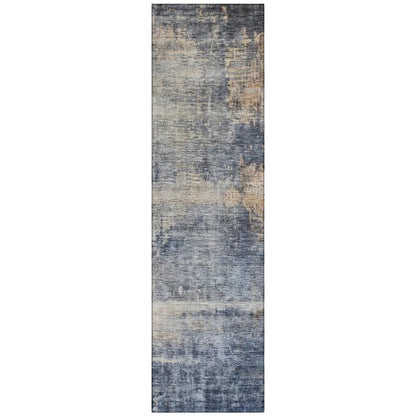 LOOMLAN Rugs Roumiya Blue Washable Indoor-Outdoor Rug