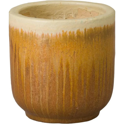 Round Amber Ceramic Planter