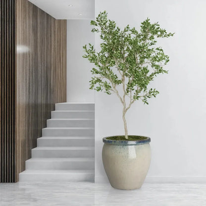 Round Crafted Ceramic Planter - LOOMLAN - Emissary - Planters