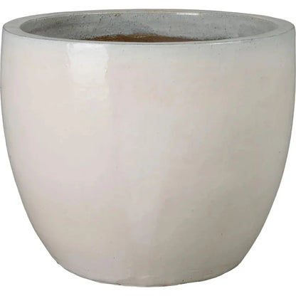 Round Distressed White Ceramic Planter