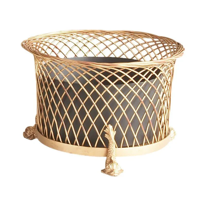 Round Dolphin Gold Wirework Planter - LOOMLAN - Chelsea House - Planters