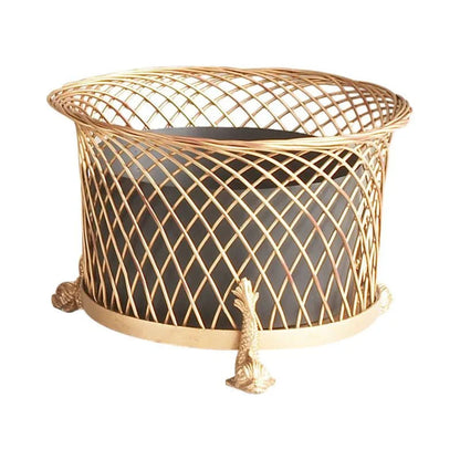 Round Dolphin Gold Wirework Planter - LOOMLAN - Chelsea House - Planters