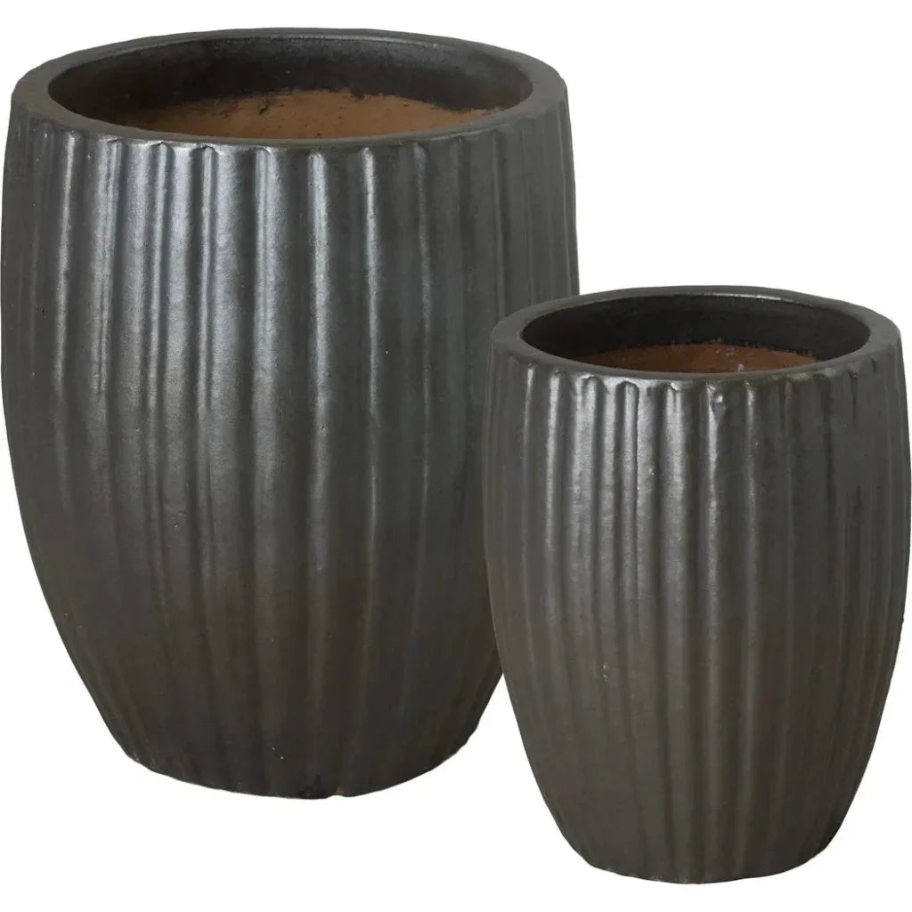 Round Ridge Ceramic Planter