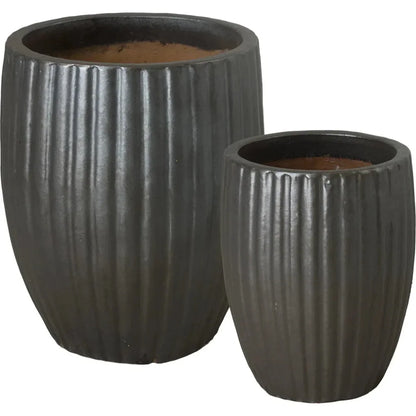 Round Ridge Ceramic Planter