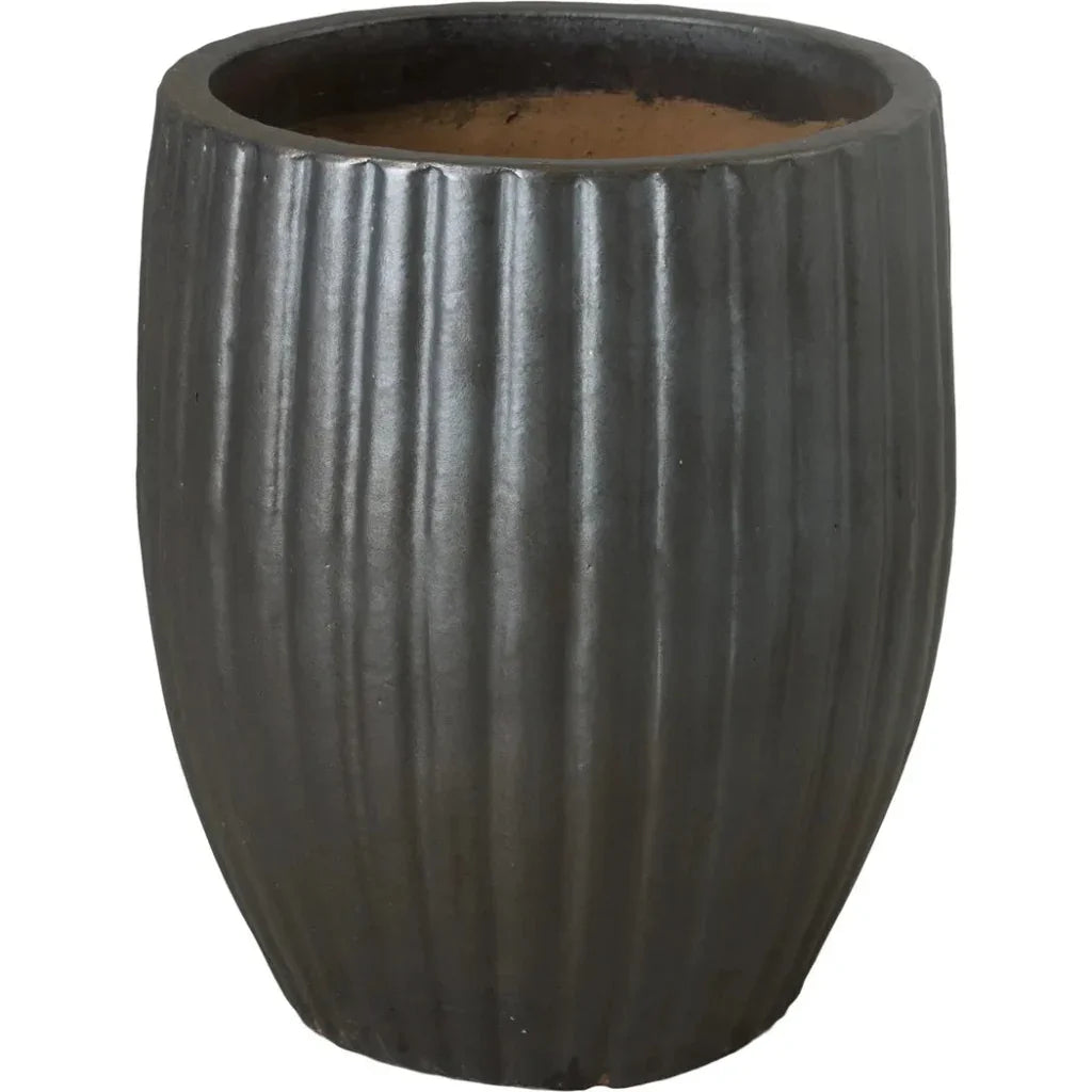Round Ridge Ceramic Planter