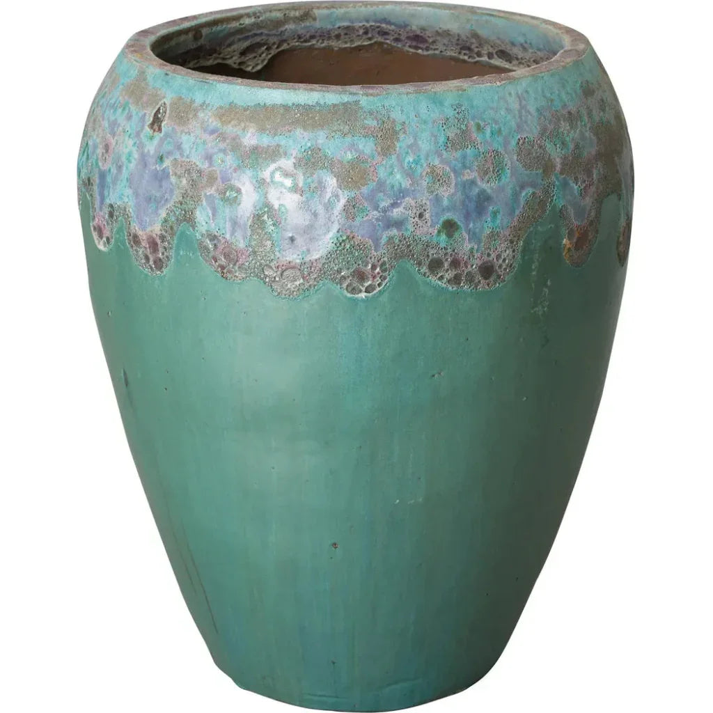 Round Textured Glaze Ceramic Planter