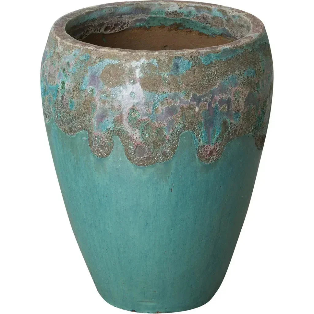 Round Textured Glaze Ceramic Planter