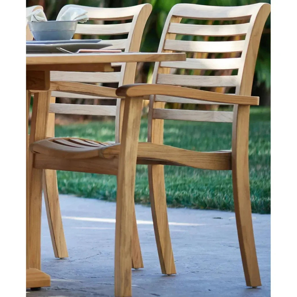 Royal Teak Outdoor Stacking Armchair 4PC - LOOMLAN - HiTeak - Outdoor Dining Chairs