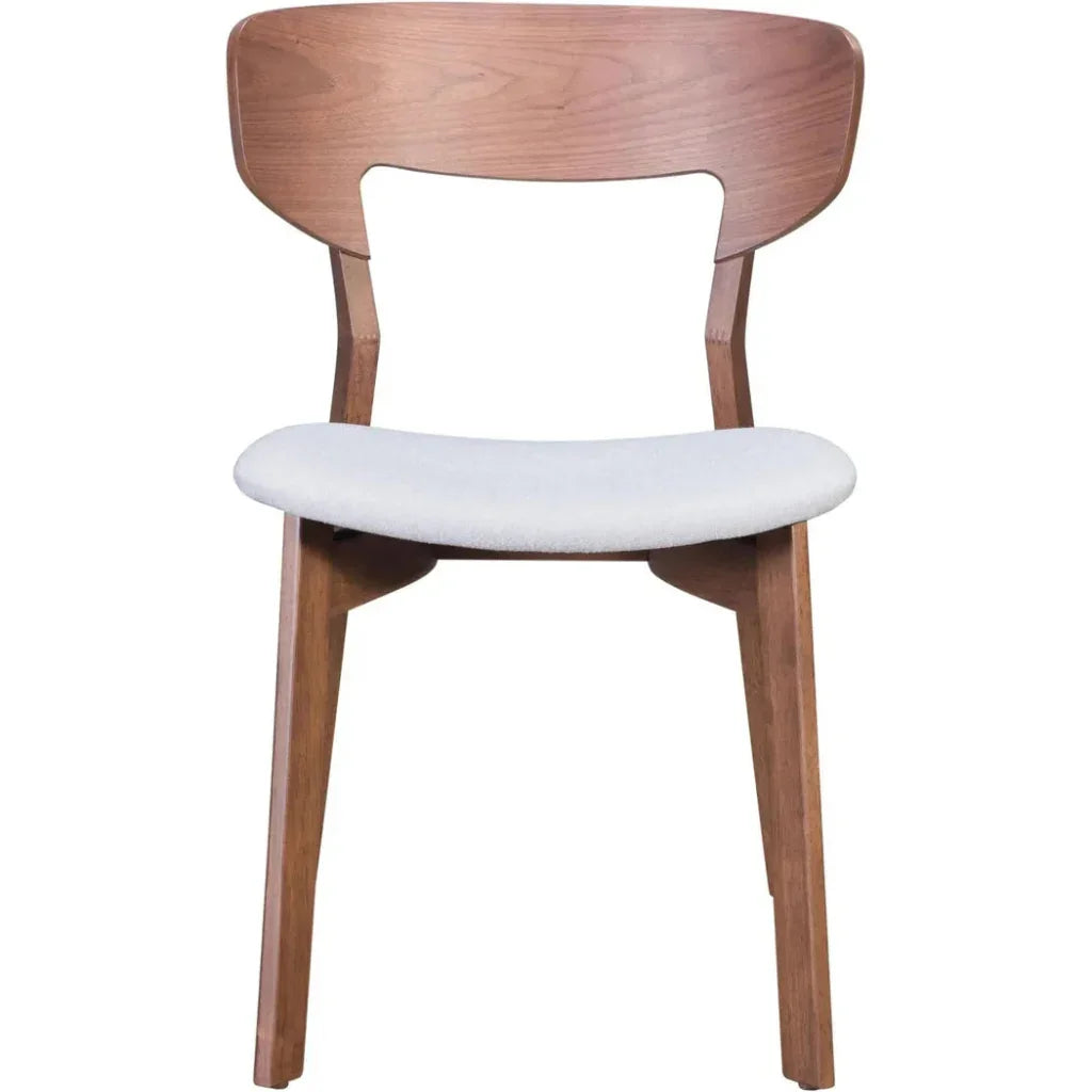 Russell Dining Chair 2PC Walnut & Gray - LOOMLAN - Zuo Modern - Dining Chairs