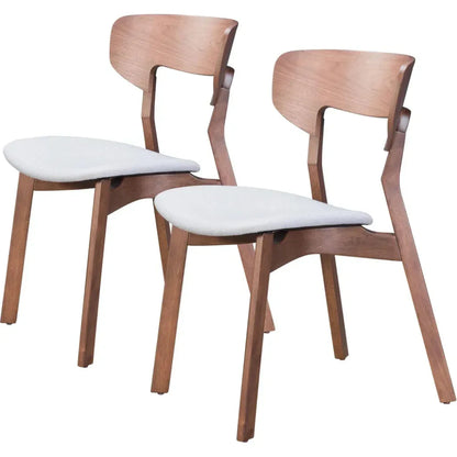 Russell Dining Chair 2PC Walnut & Gray - LOOMLAN - Zuo Modern - Dining Chairs