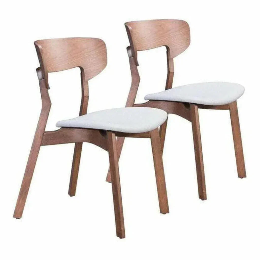 Russell Dining Chair 2PC Walnut & Gray - LOOMLAN - Zuo Modern - Dining Chairs