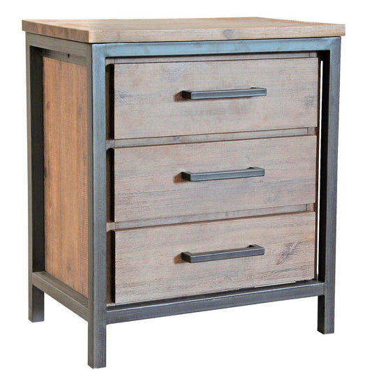 Rustic Brown Industrial Wood and Metal Frame Irondale Nightstand - Sideboards and Things Accents_Black, Brand_LH Imports, Color_Natural, Finish_Rustic, Materials_Metal, Materials_Wood, Metal Type_Iron, Nightstands, Wood Species_Acacia