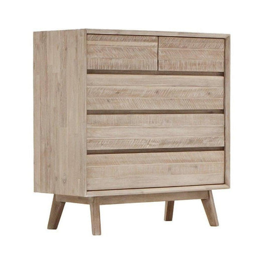 Rustic Brown Solid Wood Frame Gia 5 Drawer Chest - Sideboards and Things Accents_Natural, Brand_LH Imports, Color_Natural, Wood Species_Acacia