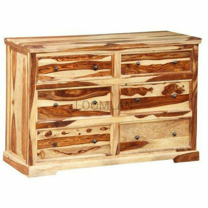 Rustic Farmhouse Double Dresser Chest of Drawers - Sideboards and Things Brand_LOOMLAN Home, Color_Brown, Features_Handmade, Height_30-40, Product Type_Dresser, Width_60-70