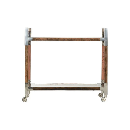 Rustic Glam Wood Frame Bar Cart