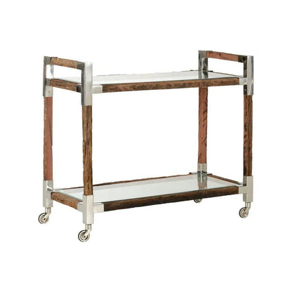 Rustic Glam Wood Frame Bar Cart