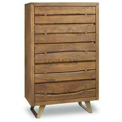 Rustic Live Edge Butterfly Joint Tall Chest of 5 Drawers - Sideboards and Things Brand_LOOMLAN Home, Color_Natural, Features_Live Edge, Height_60-70, Materials_Metal, Materials_Wood, Metal Type_Iron, Product Type_Chest of Drawers, Width_30-40, Wood Species_Mango