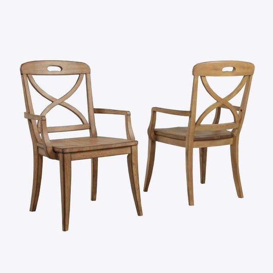 Rustic X-Back Arm Chair (Set of 2) - Sideboards and Things Accents_Natural, Back Type_Crossback, Back Type_With Back, Brand_Panama Jack, Color_Natural, Color_Tan, Finish_Antiqued, Finish_Distressed, Legs Material_Wood, Number of Pieces_2PC Set, Product Type_Dining Height, Shape_With Arms, Wood Species_Mahogany, Wood Species_Mango