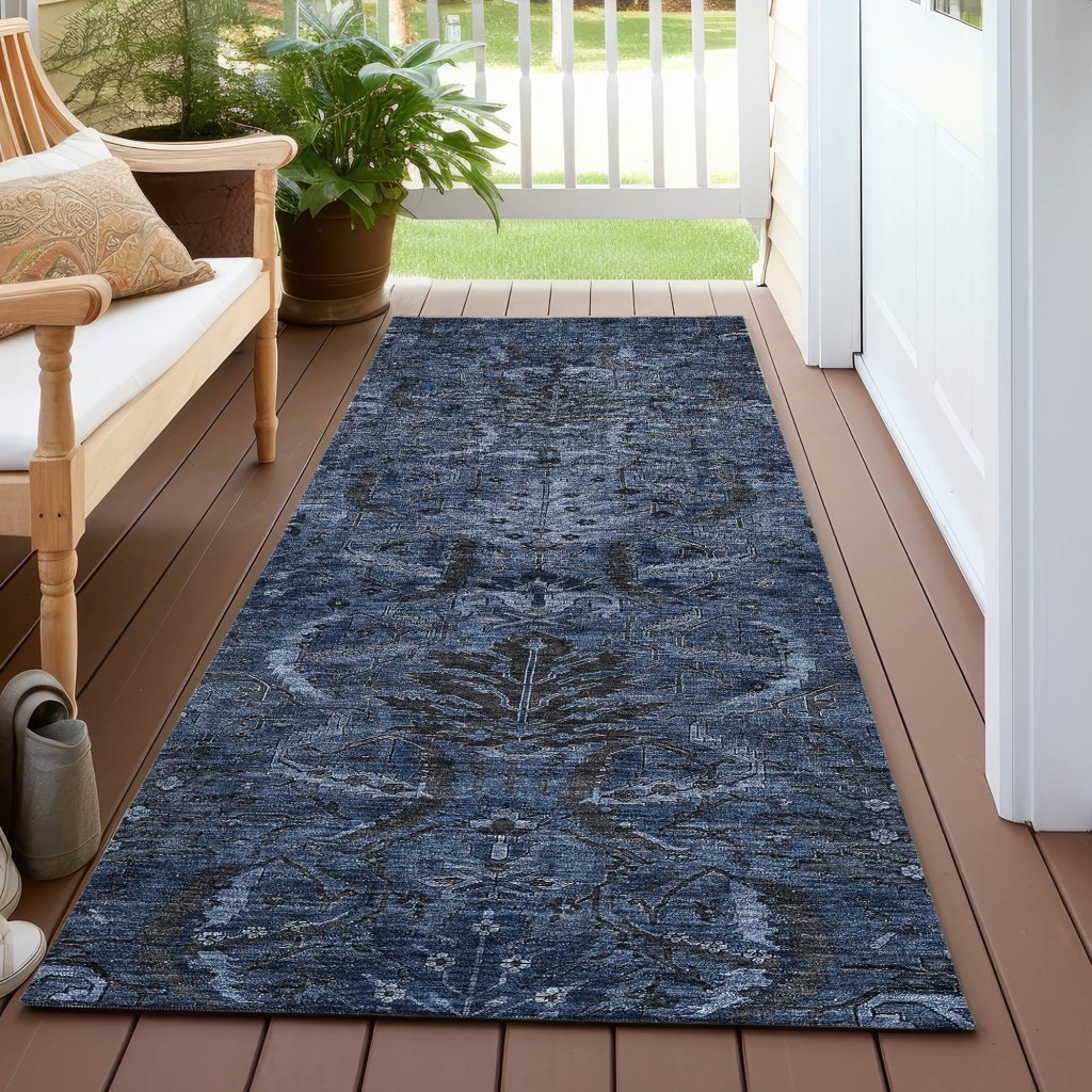 LOOMLAN Rugs Rustica Blue Washable Indoor-Outdoor Rug