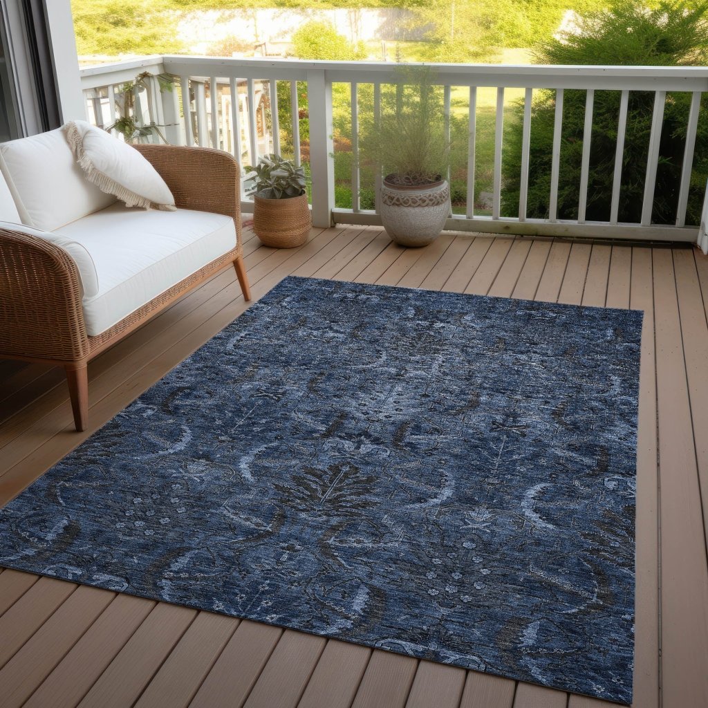 LOOMLAN Rugs Rustica Blue Washable Indoor-Outdoor Rug