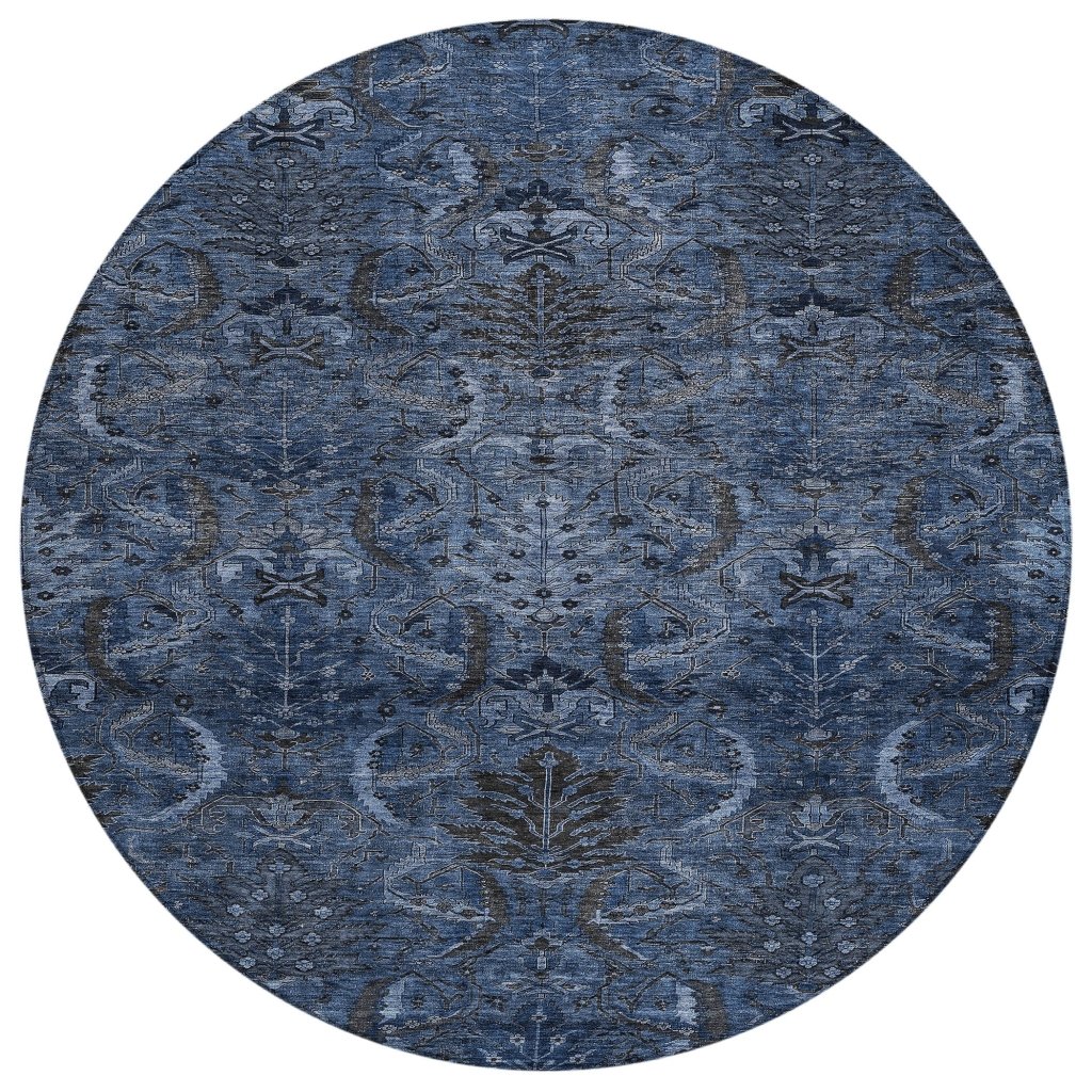 LOOMLAN Rugs Rustica Blue Washable Indoor-Outdoor Rug