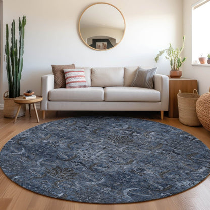 LOOMLAN Rugs Rustica Blue Washable Indoor-Outdoor Rug