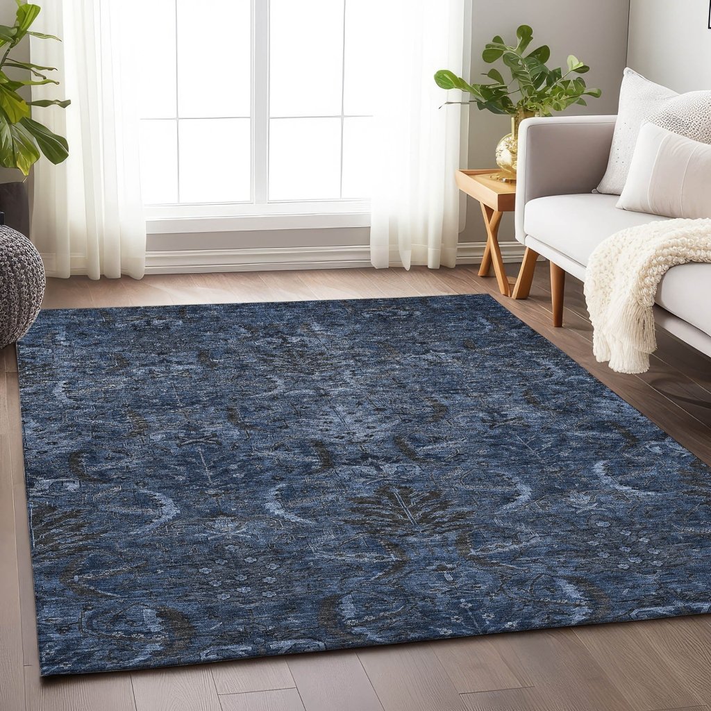 LOOMLAN Rugs Rustica Blue Washable Indoor-Outdoor Rug