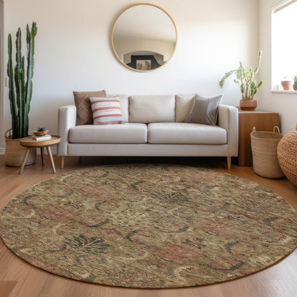 LOOMLAN Rugs Rustica Brown Washable Indoor-Outdoor Rug