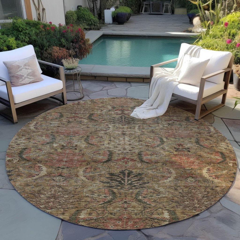 LOOMLAN Rugs Rustica Brown Washable Indoor-Outdoor Rug