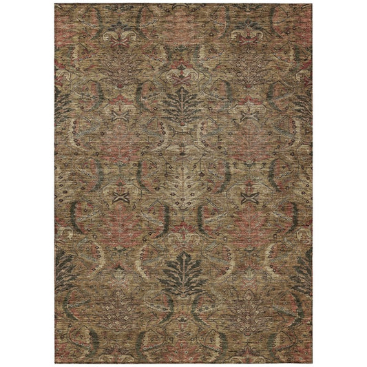 LOOMLAN Rugs Rustica Brown Washable Indoor-Outdoor Rug