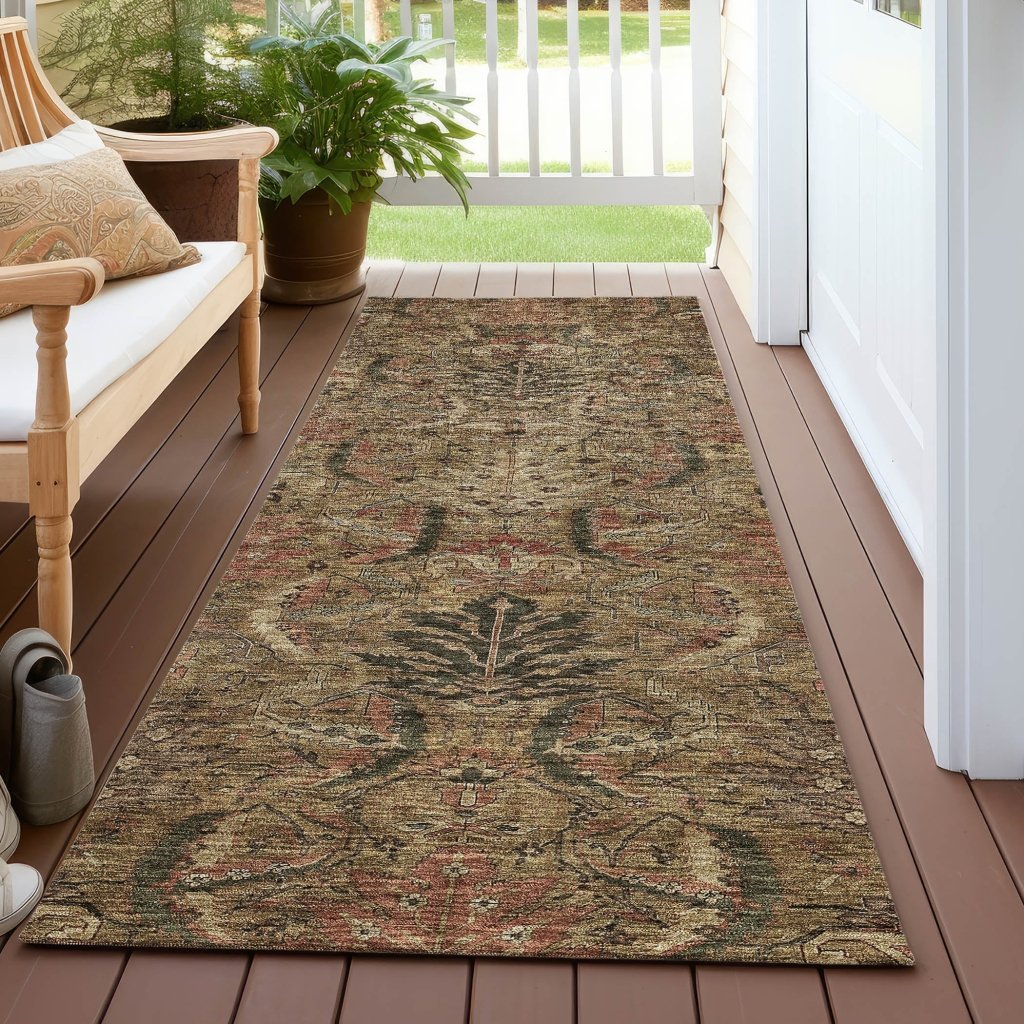 LOOMLAN Rugs Rustica Brown Washable Indoor-Outdoor Rug