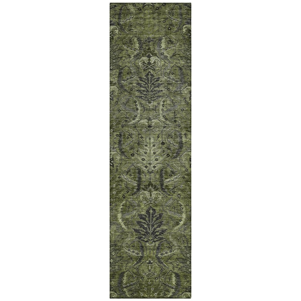 LOOMLAN Rugs Rustica Green Washable Indoor-Outdoor Rug