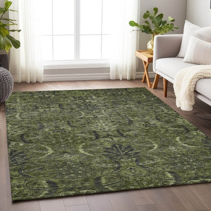 LOOMLAN Rugs Rustica Green Washable Indoor-Outdoor Rug