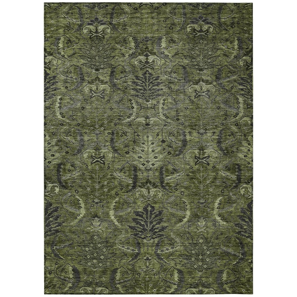 LOOMLAN Rugs Rustica Green Washable Indoor-Outdoor Rug
