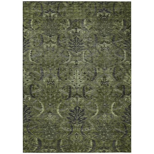 LOOMLAN Rugs Rustica Green Washable Indoor-Outdoor Rug