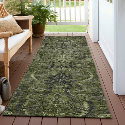 LOOMLAN Rugs Rustica Green Washable Indoor-Outdoor Rug
