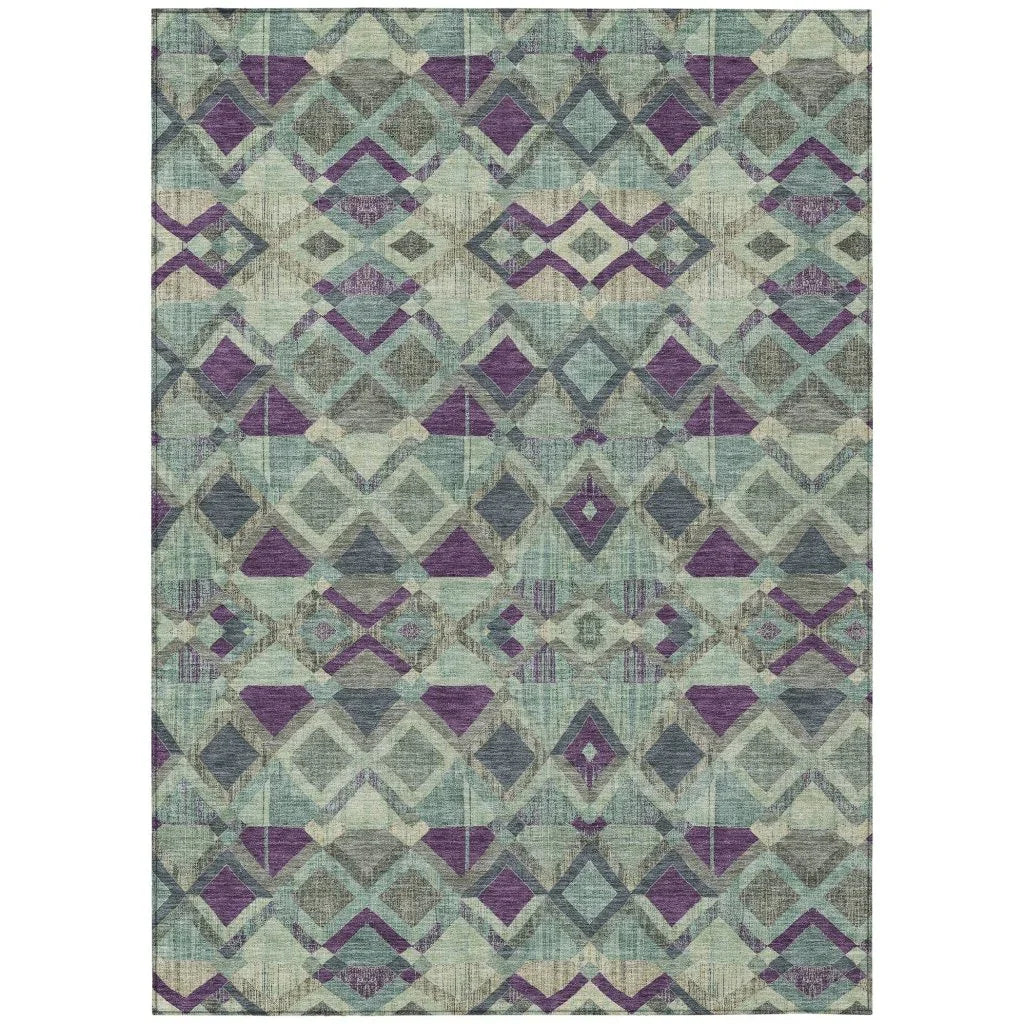 Rustira Blue Washable Indoor-Outdoor Rug