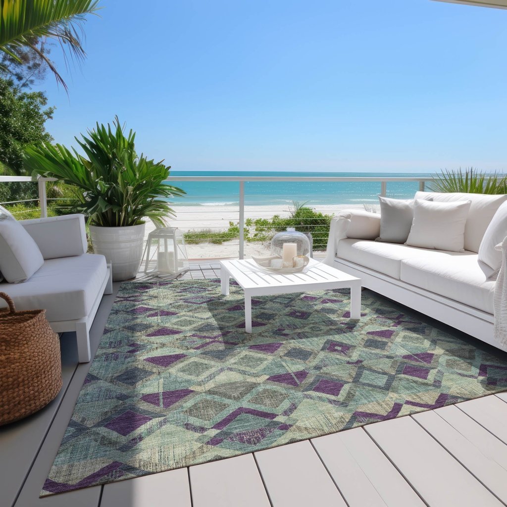 Rustira Blue Washable Indoor - Outdoor Rug - LOOMLAN - LOOMLAN Rugs - Outdoor Rugs