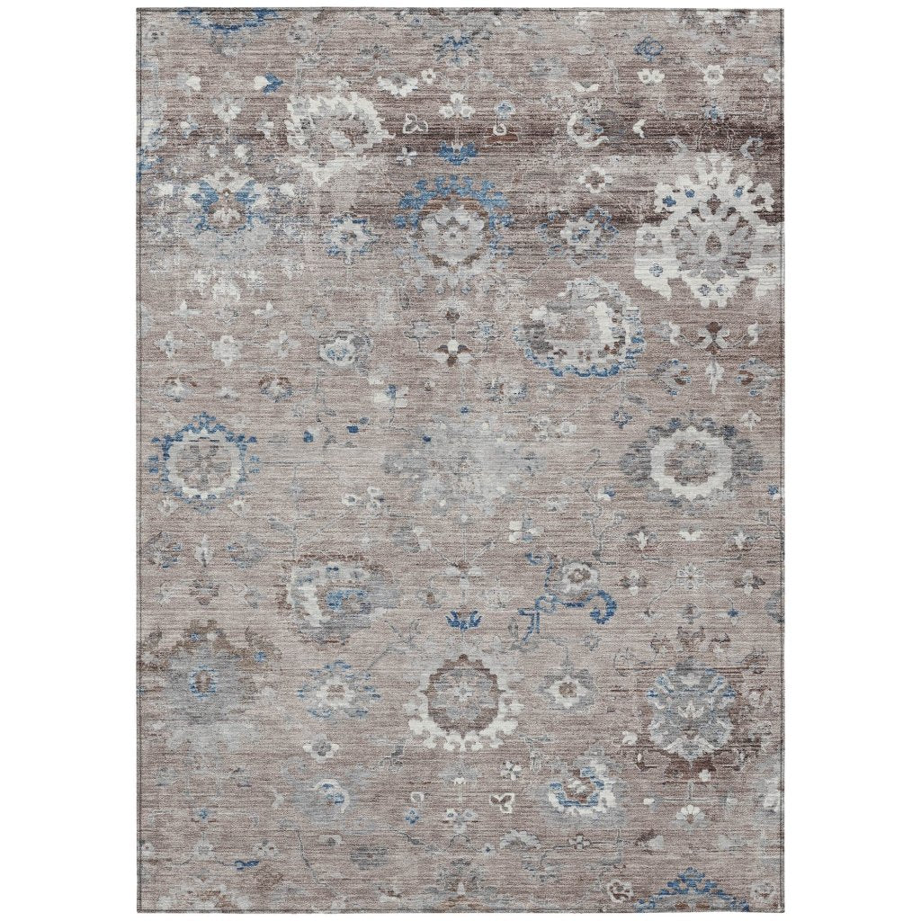 LOOMLAN Rugs Ruvina Brown Washable Indoor-Outdoor Rug