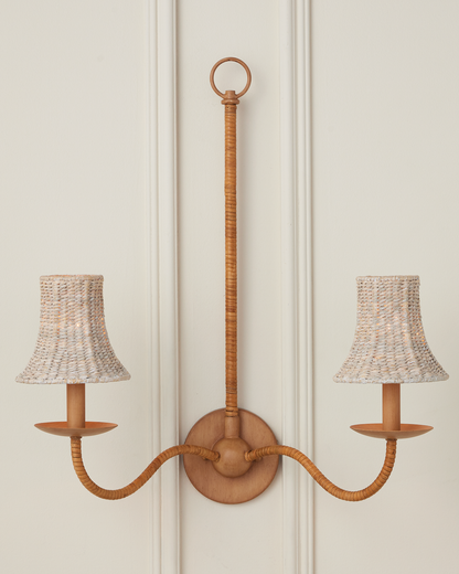 Bell Whitewashed Seagrass Chandelier Shade