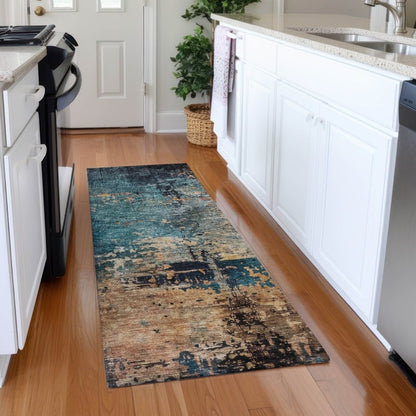 LOOMLAN Rugs Sadeeya Teal Washable Indoor-Outdoor Rug
