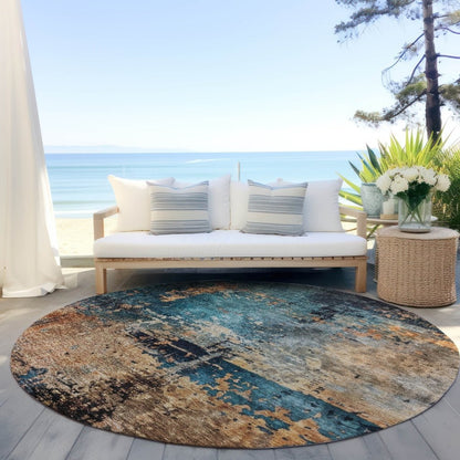 LOOMLAN Rugs Sadeeya Teal Washable Indoor-Outdoor Rug