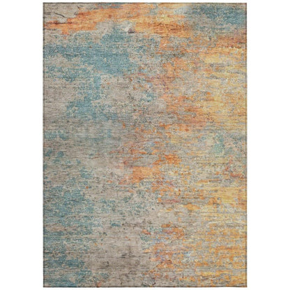 LOOMLAN Rugs Safina Teal Washable Indoor-Outdoor Rug