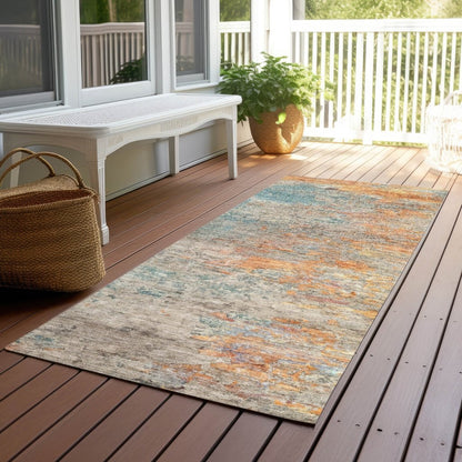LOOMLAN Rugs Safina Teal Washable Indoor-Outdoor Rug