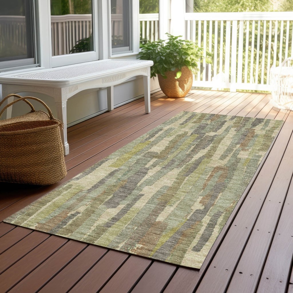 LOOMLAN Rugs Saharae Green Washable Indoor-Outdoor Rug