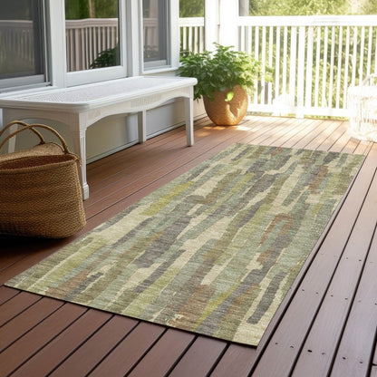 LOOMLAN Rugs Saharae Green Washable Indoor-Outdoor Rug