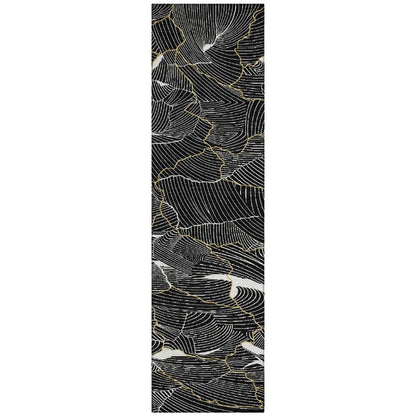LOOMLAN Rugs Sahari Black Washable Indoor-Outdoor Rug